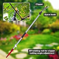 Vista 5 de Podadora telescópica de árbol de 5.8 a 10 pies con 2 secciones, 4 nodos ajustables, podadora de corte y sujeción, sierra de poste extensible