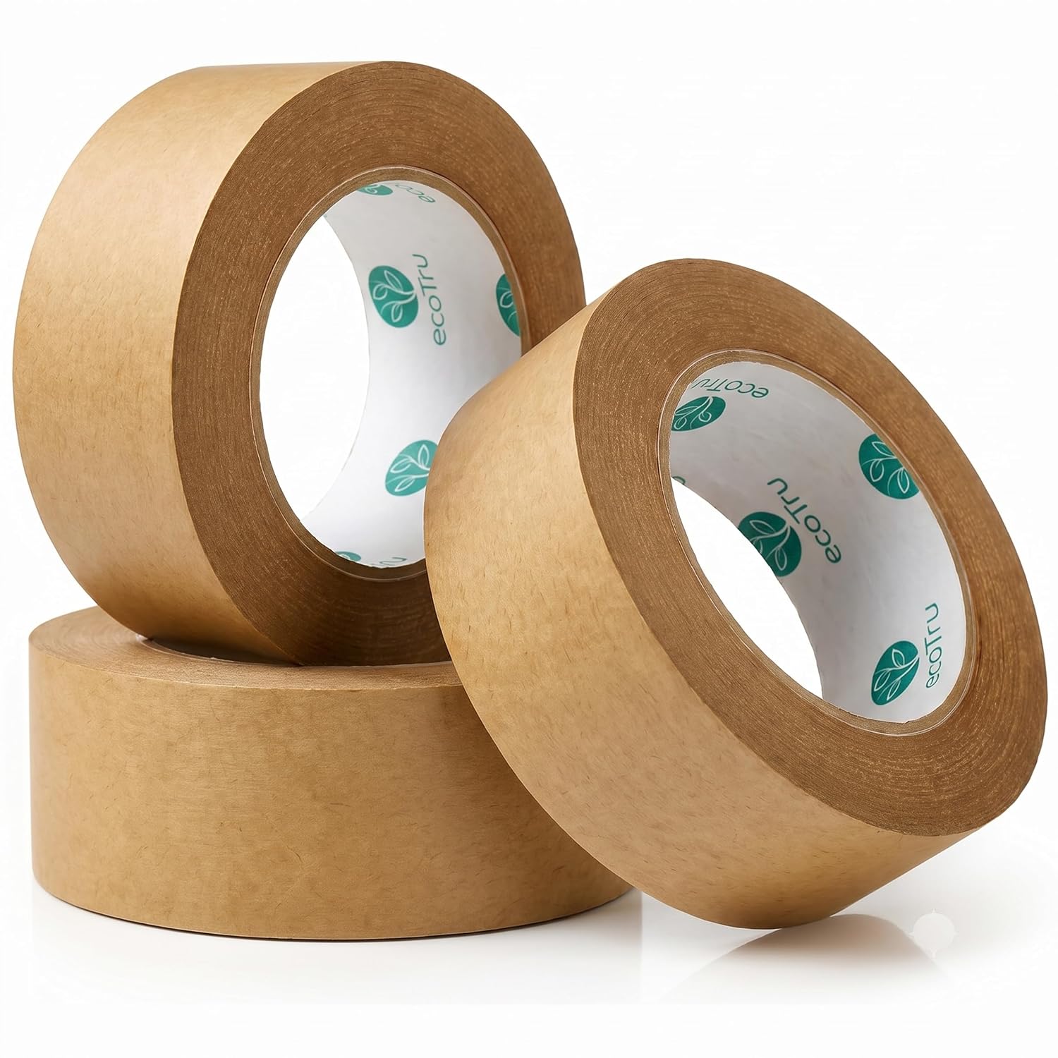 Ultra Strong Kraft Paper Packing Tape, Heavy Duty Brown Packing Tape for Box & Carton Sealing Packaging Shipping Moving & Masking, Eco Friendly Biodegradable Printable, 2 Inch x 44 Yard, 3 Rolls