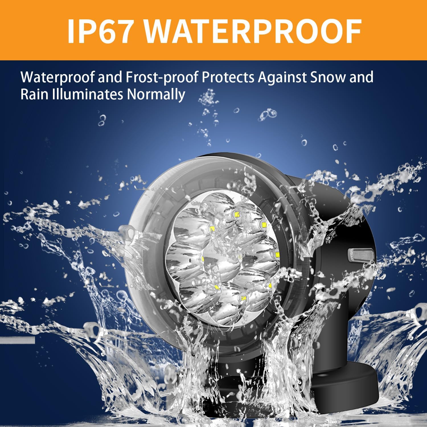 Remote Control LED Searchlight for Truck, Auto-Reset 360° Rotating Marine Spotlight for Boats, Waterproof Spot Light for Trucks, 6 Powerful Magnets Built-in (Black)