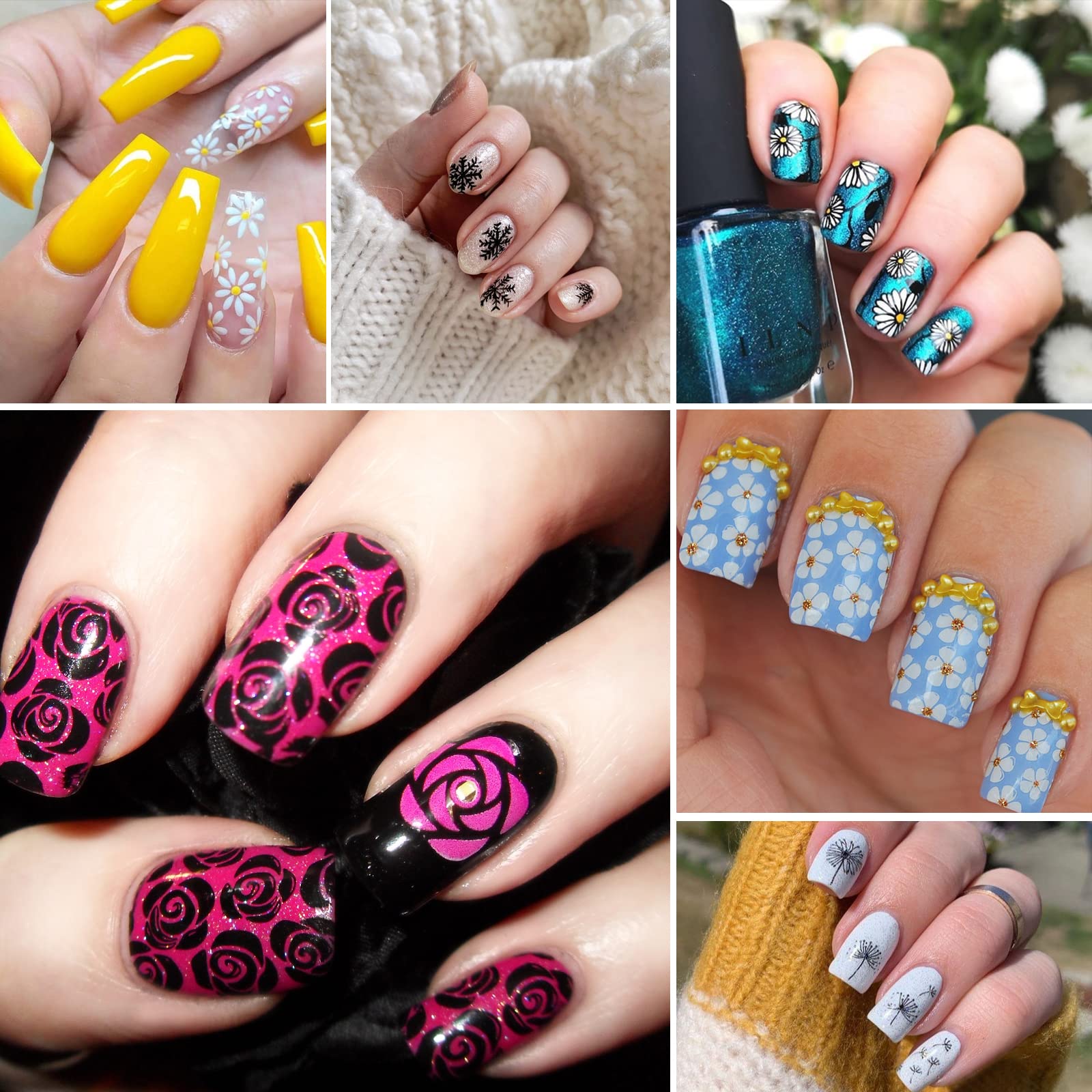 Nail Art Stamping Plates 10 PCS Placas Estampacion Uñas Nail Stamping Kit Patrón Flores Mariposas