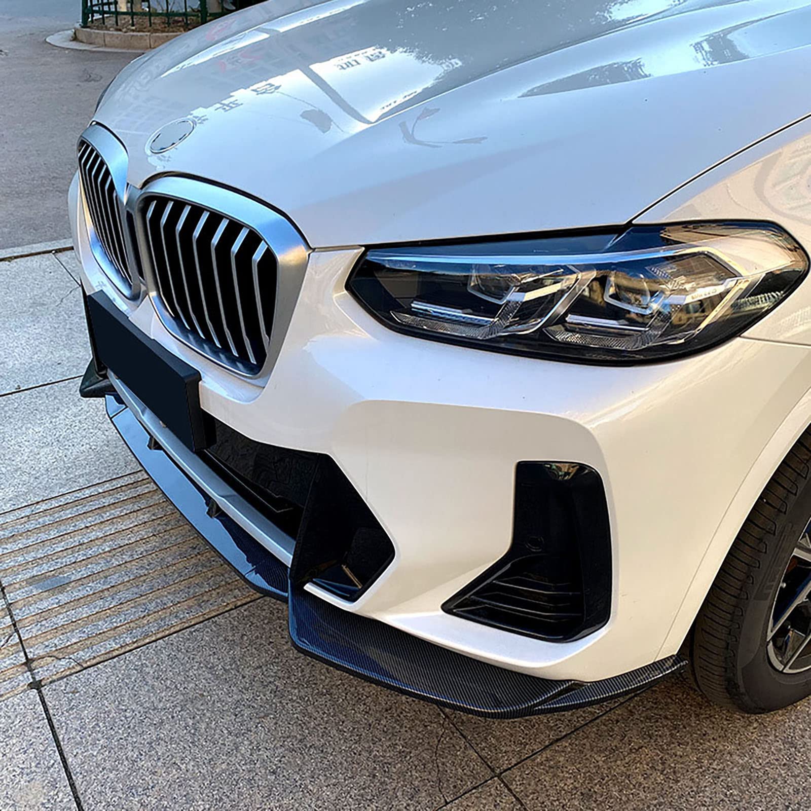 Car Front Shovel Lip Splitter Spoiler für BMW X3 G01 X4 G02 M Pack Late 2022+, Chin Bumper Diffusor Body Dekorativer Schutz Styling Zubehör,Carbon Fiber Look