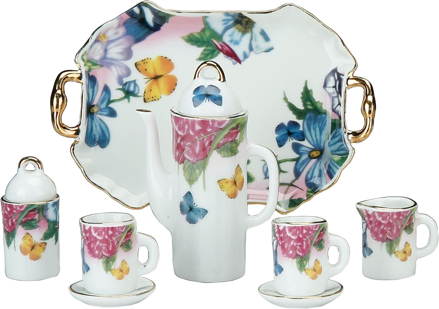 Everspring Import Company Miniature Porcelain 10 Piece Tea Set with