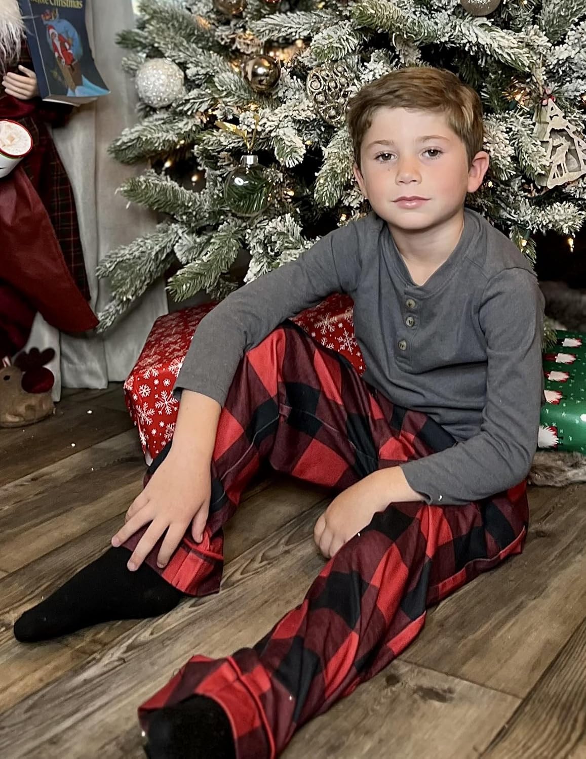 Arshiner Boys Pajama Pants Soft Long PJ Bottoms Plaid Lounge Pants for Boys 6-14 Years - Image 3