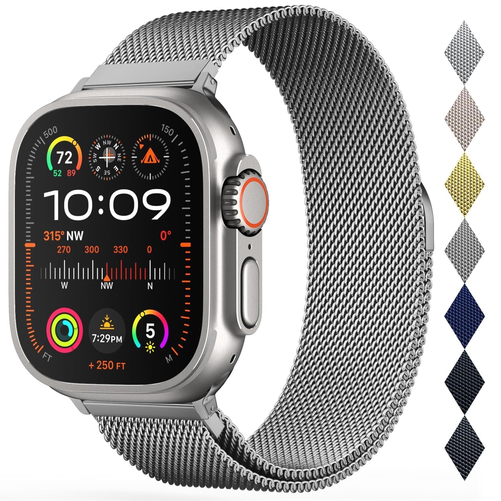 Bucle milanés de Acero Inoxidable para Banda 42 mm, 44 mm, 45 mm, 49 mm, 38 mm, 40 mm, 41 mm, Hombres y Mujeres, reemplazo de Cierre magnético de Bucle de Malla para Bandas IWatch Ultra Series 9 8 7