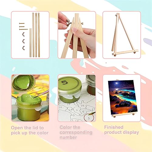 Vista 199 de xackcme Pintura de montaña por números para adultos, pintura de paisaje por número sobre lienzo sin marco, pintura al óleo de paisaje lunar