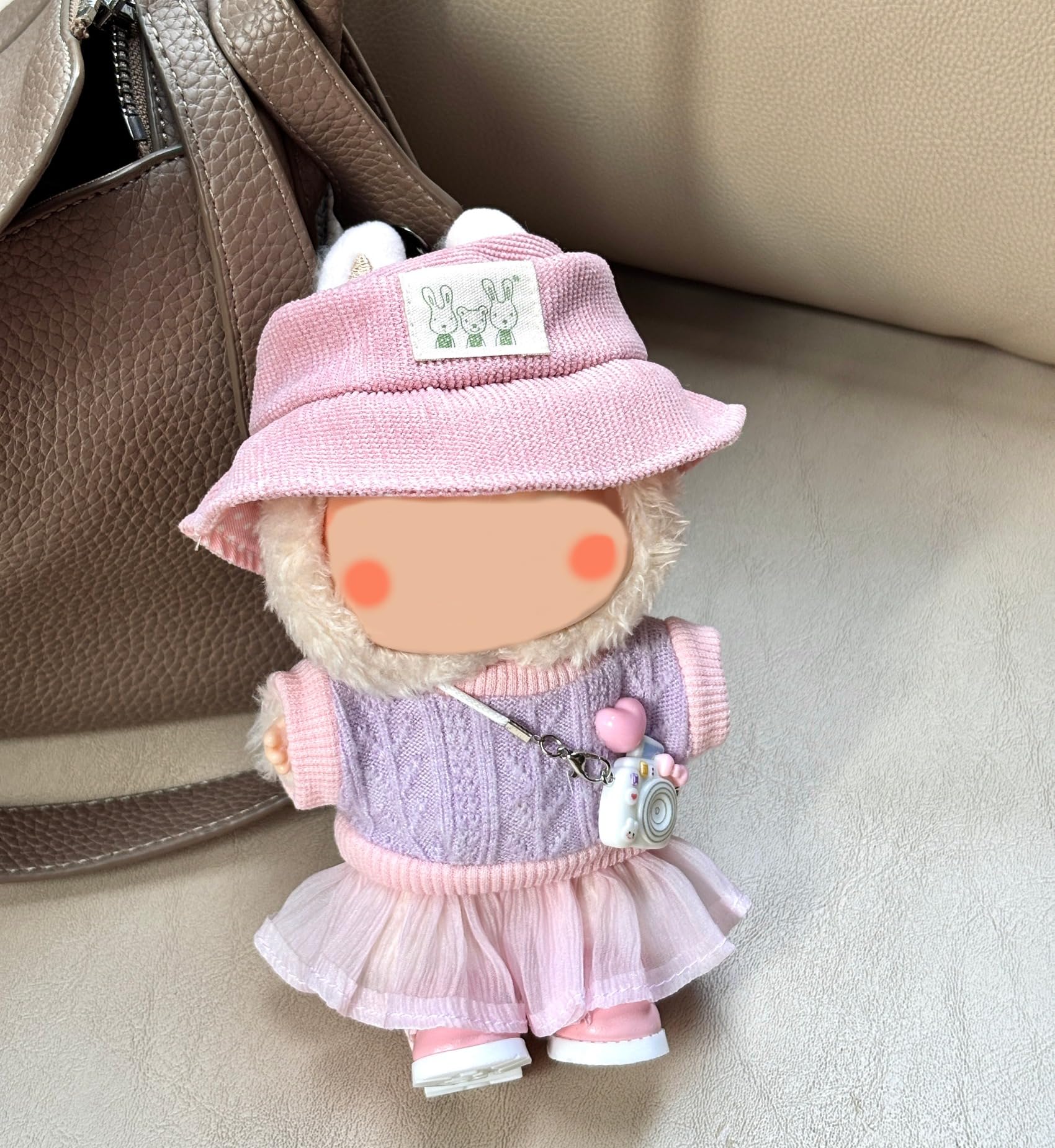 Conjunto de 5 piezas de 6.7 in para muñeca, parte superior de punto, conjunto de moda para figuras coleccionables, sombreros, vestidos, faldas, accesorios colgados, cámaras, zapatos) no incluye muñeca 5