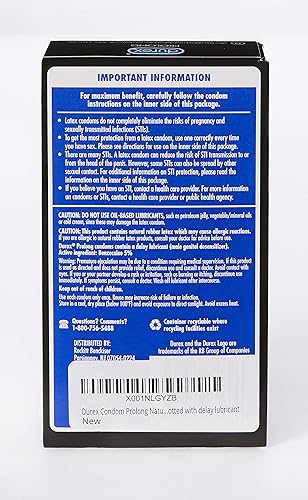 Miniatura 2 de Durex Condom Prolong - Condones de látex natural 12 unidades ultra finos acanalados y punteados con lubricante retardo ajuste regular paquete de 2