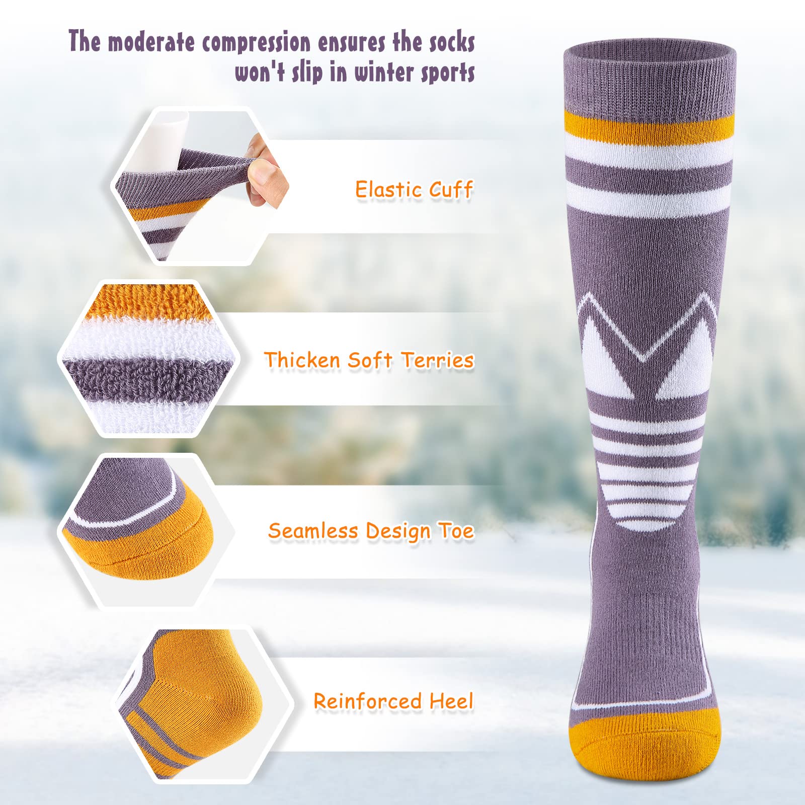 Cold Weather Socks Women's Heat Holders Extra Warm Thermal Ski Socks - 2.3 Tog Knee High Socks For Winter Activities (Dark Grey, UK 4-8) Heat Holder Socks For Women