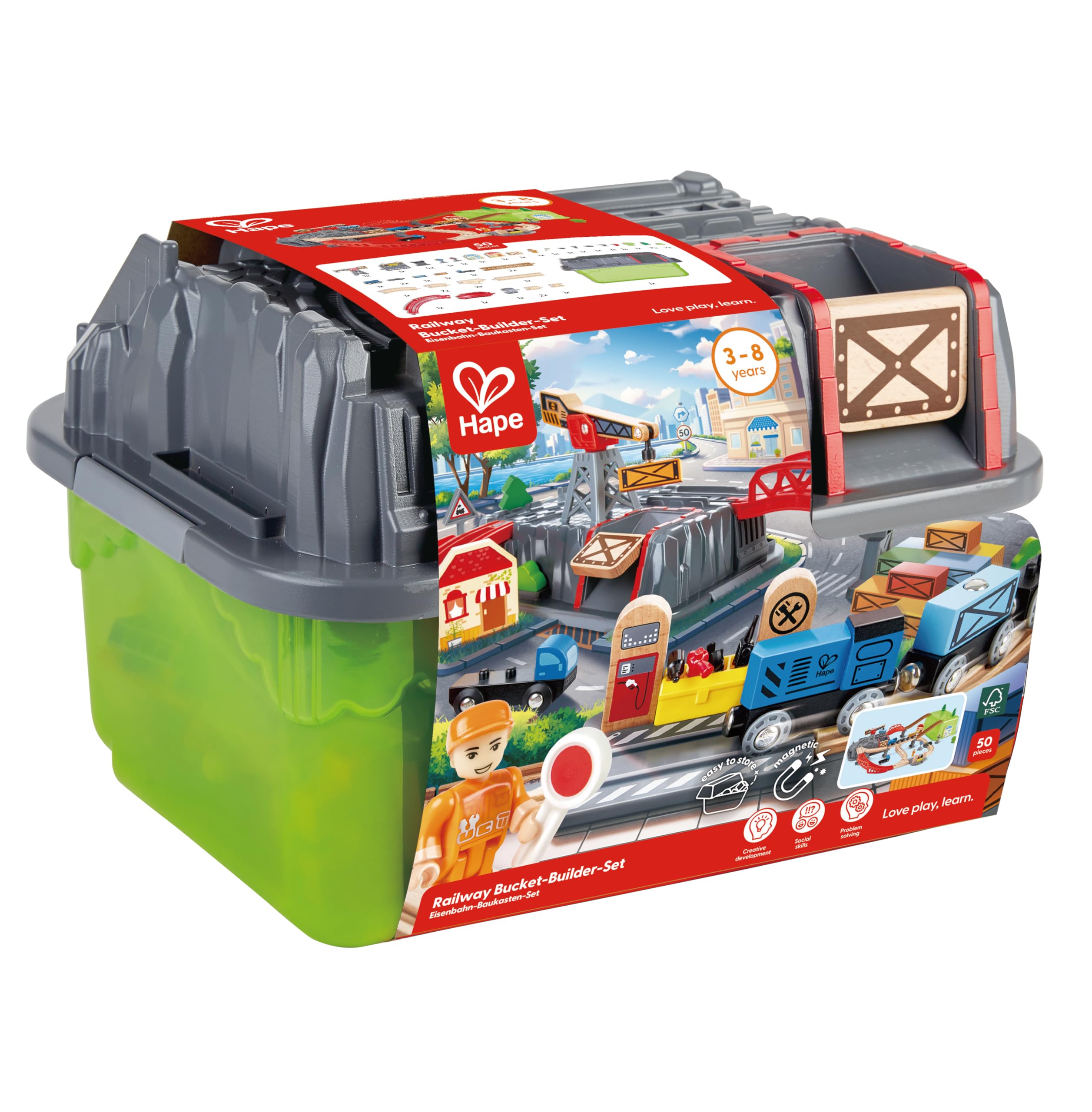 Hape- Juego de Bloques de Tren de Ciudad (Toynamics E3764)