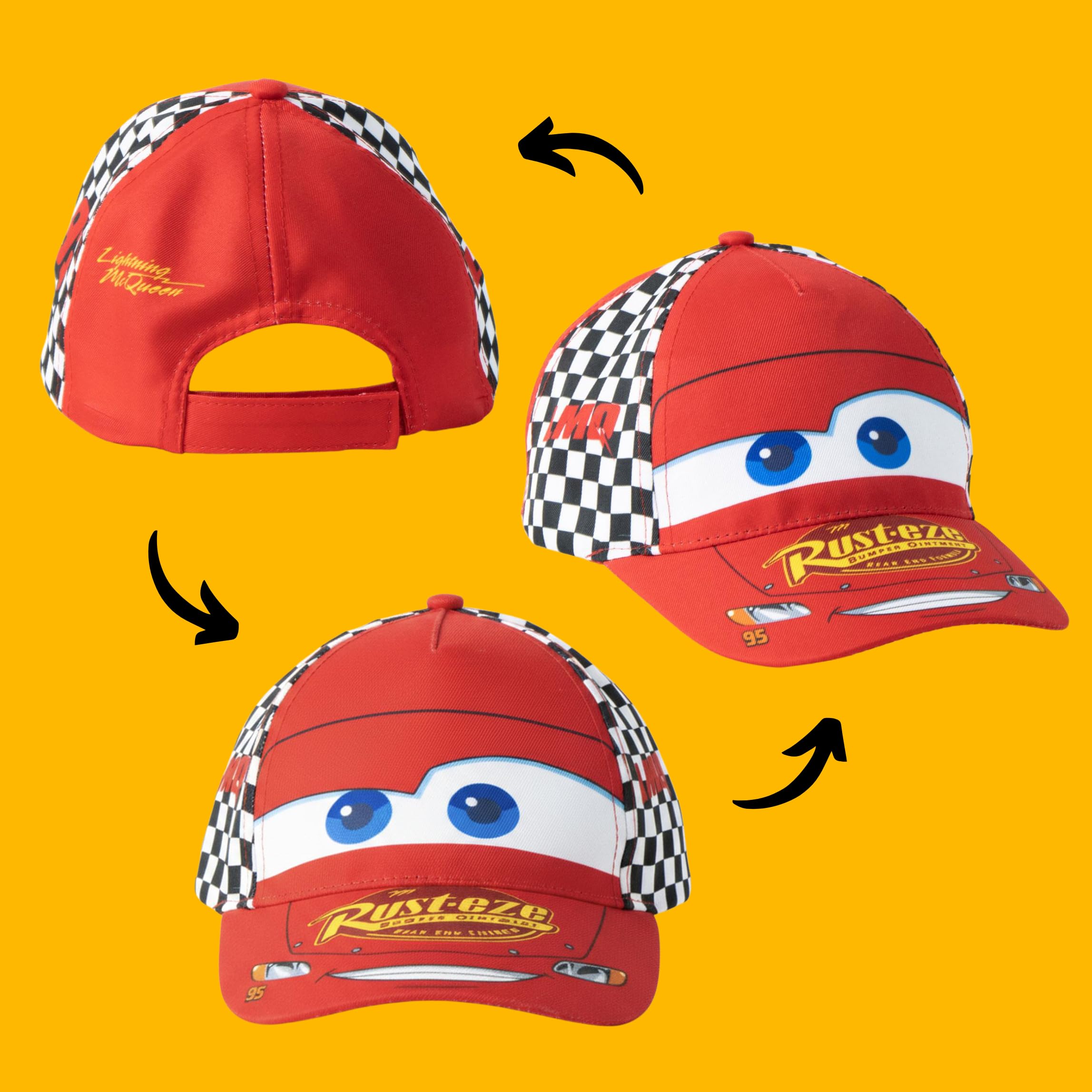 Disney Pixar Cars Lightning Mcqueen Gorra de Béisbol para Niños, Gorra de Verano Infantil