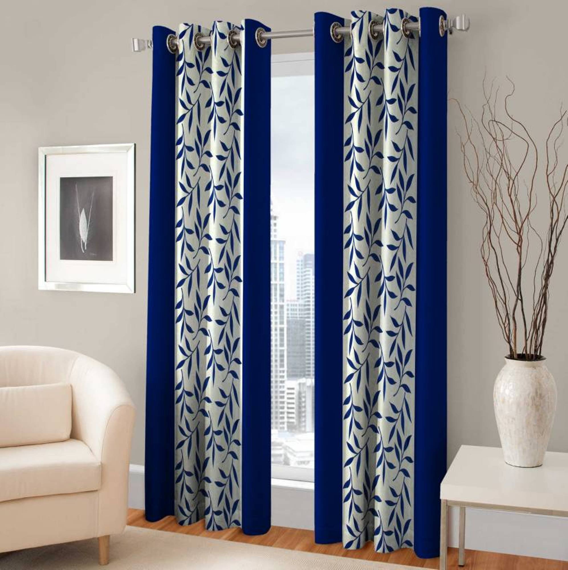 Modern Floral Curtains - 6 Feet Long, Brown -7