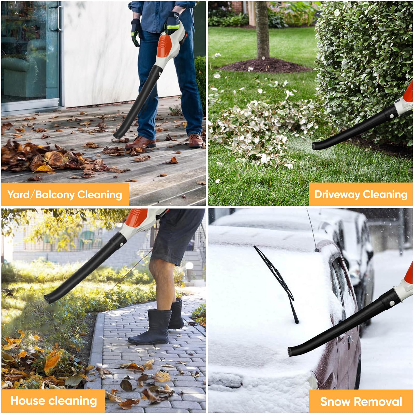 Souffleur Sans Fil 2,5 Kg - 160 MPH 580 CFM, 1h Autonomie, Pliable Pour Feuilles Et Neige