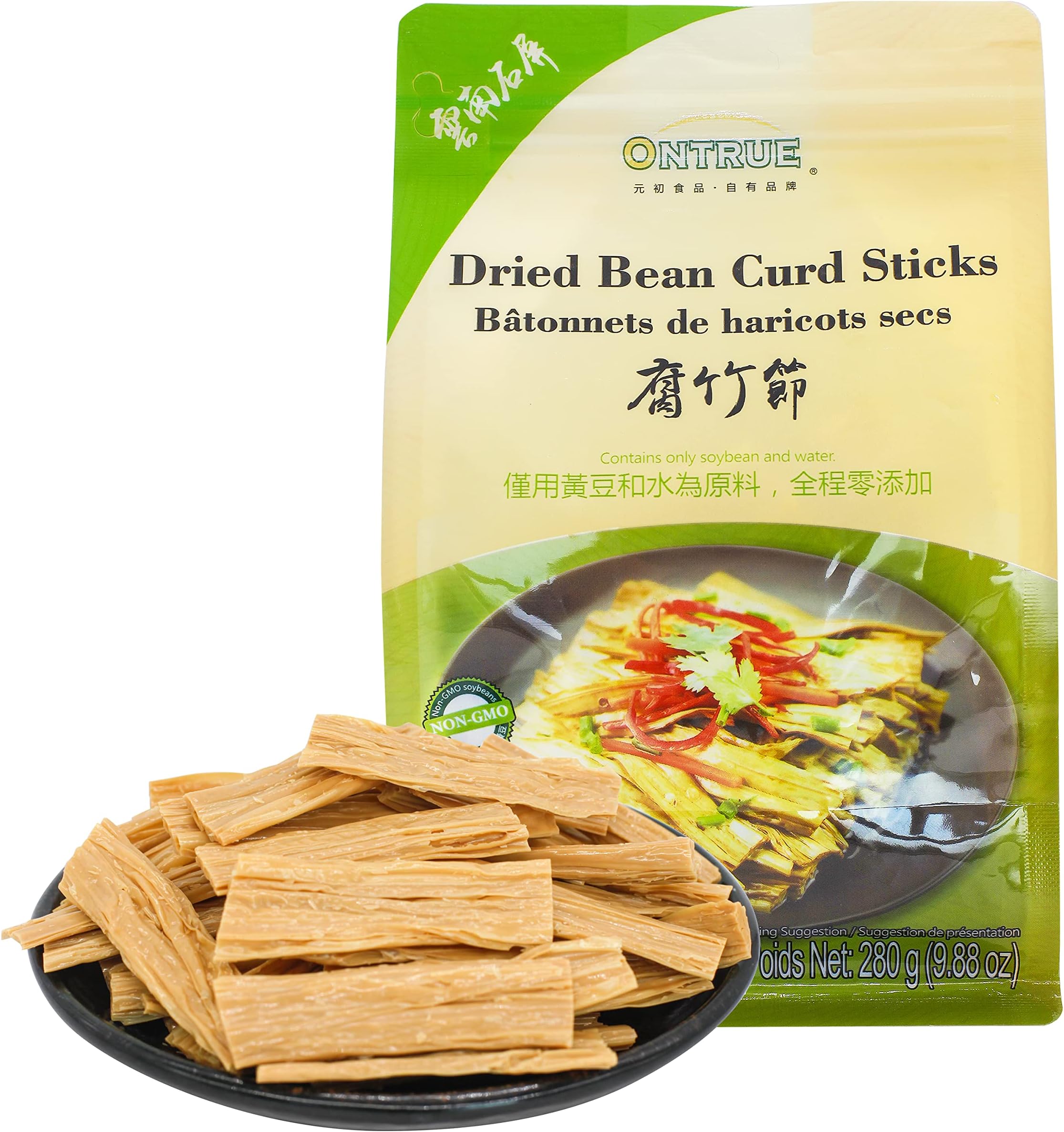 ONTRUE Dried Beancurd Sticks, Asian Tofu Yuba, Precut Tofu, Good Source Of Protein, Non-GMO, Vegan, Great Gourmet Gift, 9.88 Oz