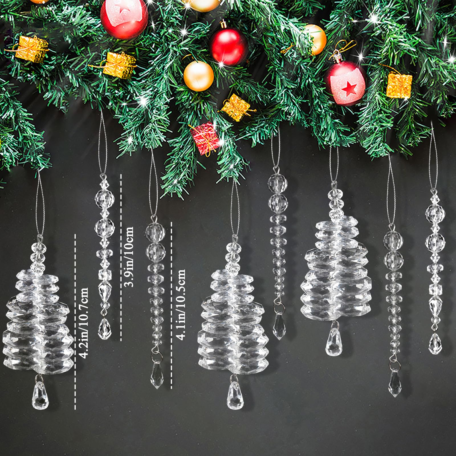 Snapklik.com : OuMuaMua Clear Crystal Ornaments For Christmas Tree