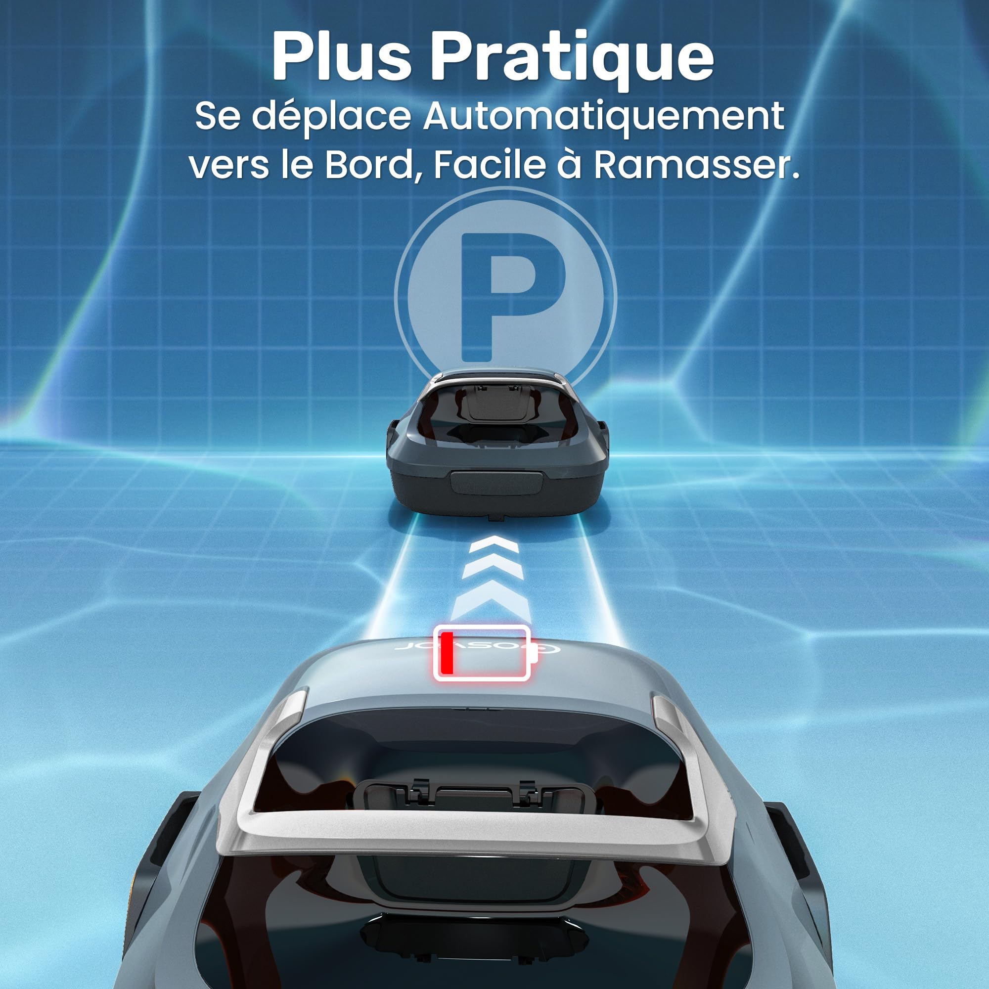 Gosvor Robot Piscine sans Fil, Aspirateur Automatique Piscine Hors Sol, 90 Min d’Autonomie, Retour Automatique, Portable, Robot de Piscine Jusqu’à 80 m²