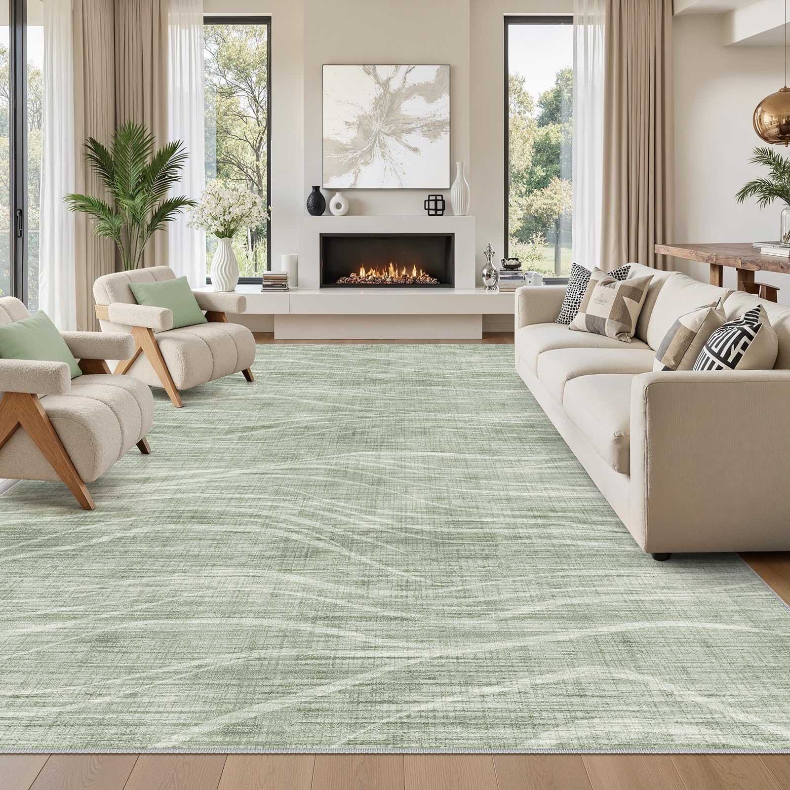 WITSHOCK 10x13 Modern Wave Area Rug