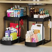 Paquete de 2 organizadores de almacenamiento extraíbles multiusos, organizadores para debajo del fregadero y almacenamiento para baño y cocina, organizadores y almacenamiento debajo del