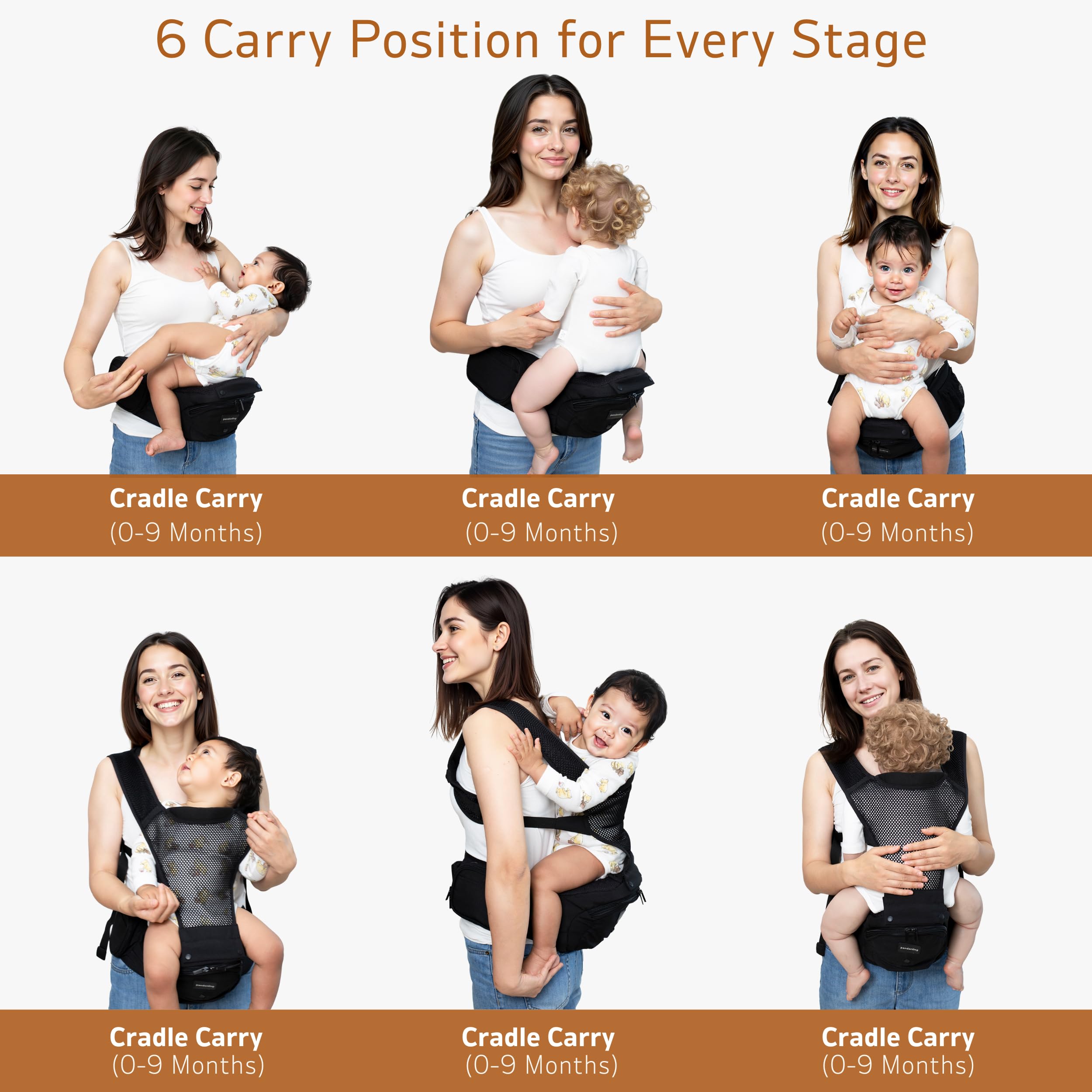 Pandanling, Baby Carrier with Hip Seat Newborn to Toddler, Mom's Choice Award Winner, 6-in-1 Ways to Carry - Image 2