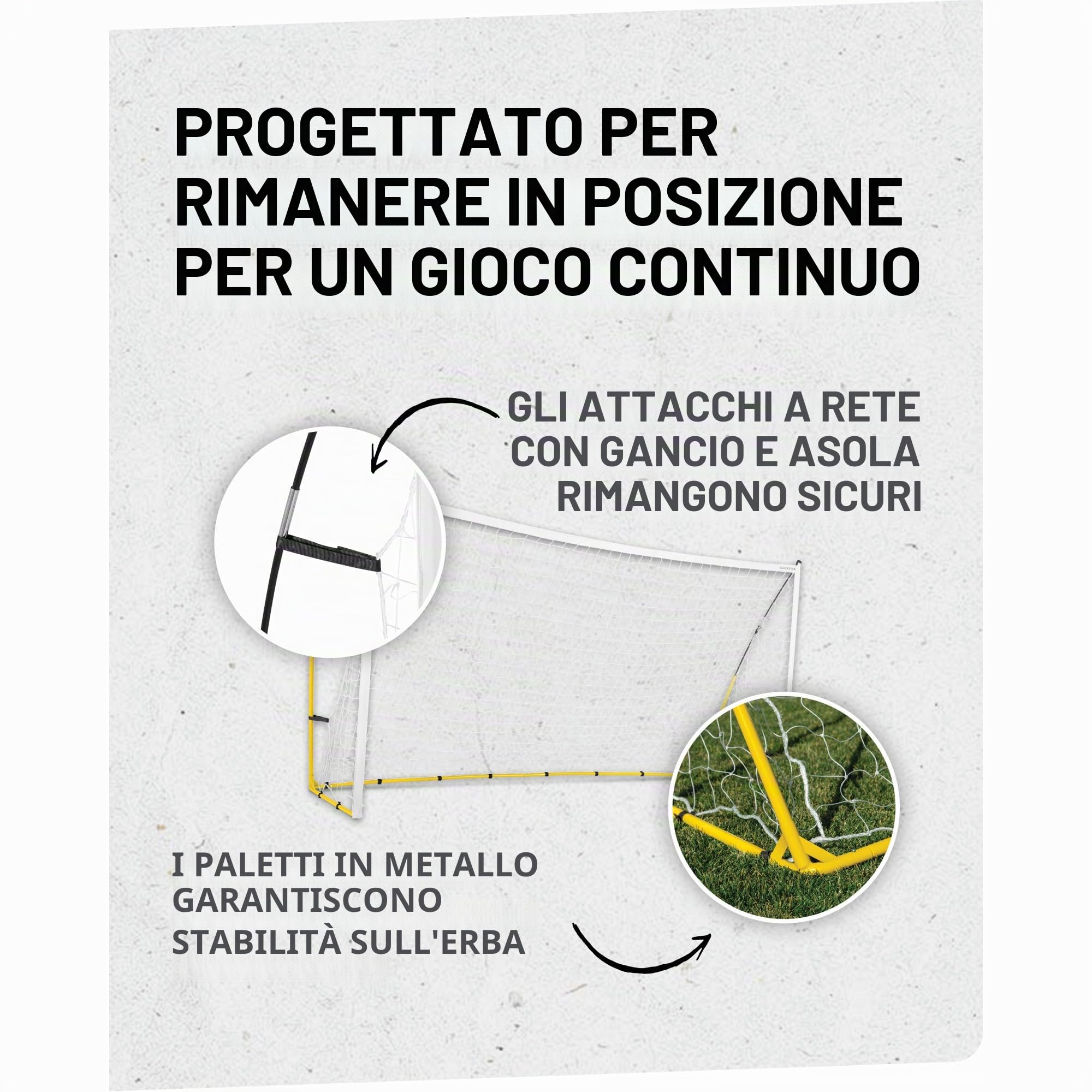 SKLZ Quickster Porta da Calcio Portatile per Cortile e Campo, Telaio Resistente e Rete a 2 Strati, Pali Regolabili con Chiusura a Scatto, Pali in Metallo, Custodia per Il Trasporto con Manico
