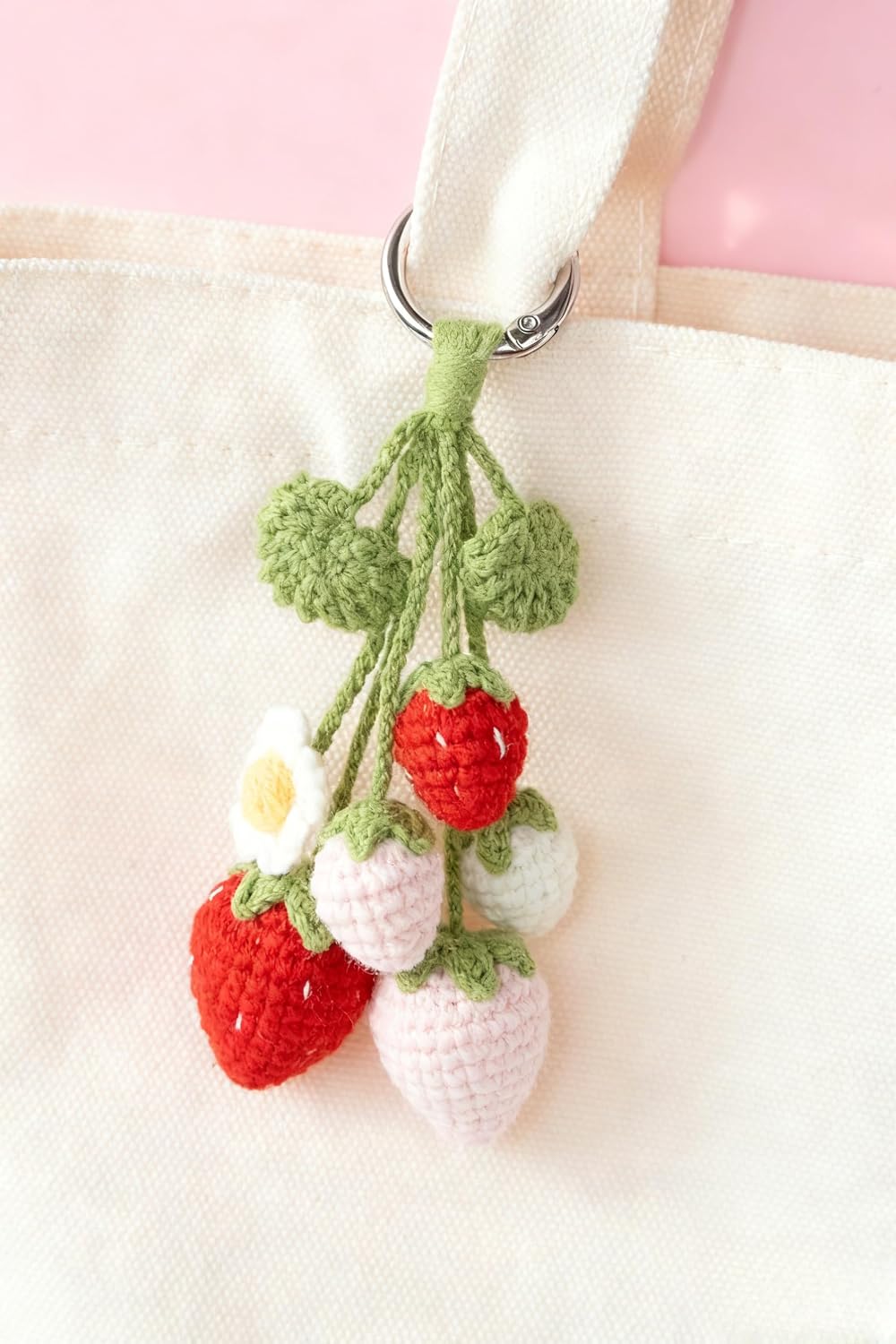 Crochet Strawberry Keychain, Handmade Strawberry Bag Charm, Birthday Gifts