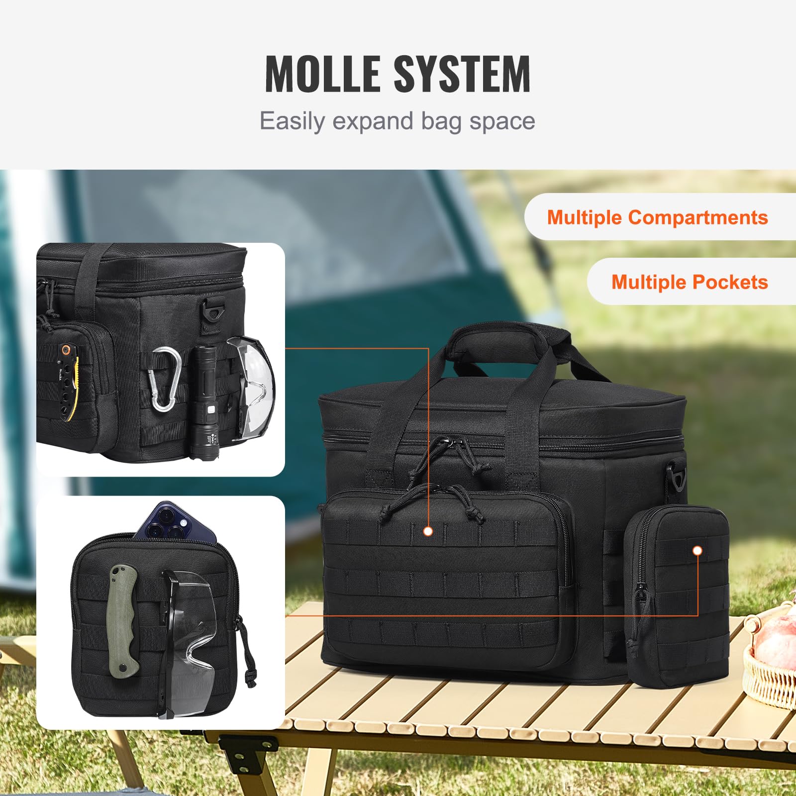 VEVOR Cooler Bag, 25L Insulated Lunch Bag with Molle Design and