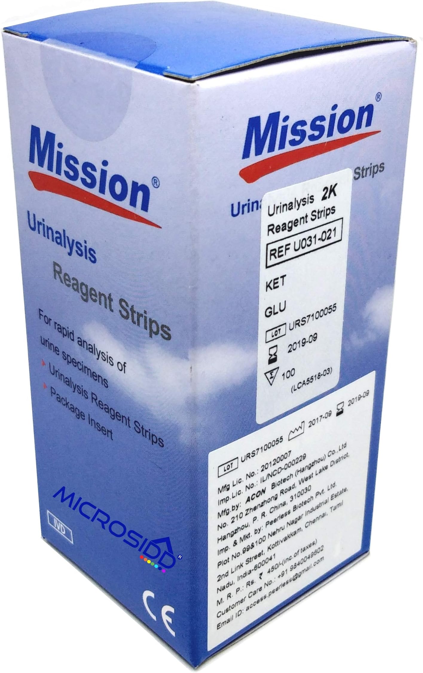 Mission Urine Sugar and Ketone Test Strips - Pack of 100