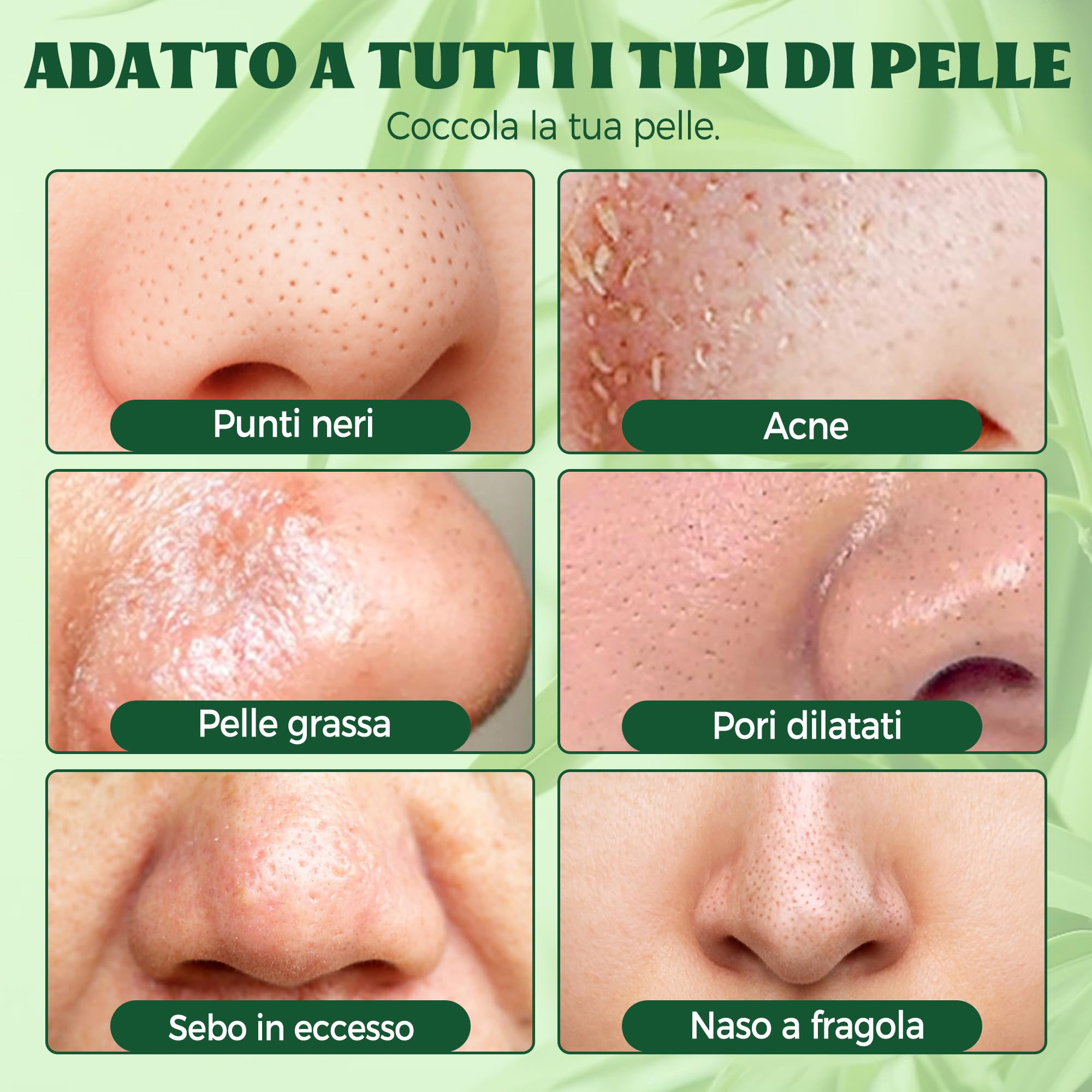 Cerotti Punti Neri, 80 Strisce Punti Neri Naso Carbone di Bambù per Una Pulizia Profonda, Punti neri Rimozione e Sblocca i Pori, Adatte a Tutti i Tipi di Pelle, Per Uomini e Donne