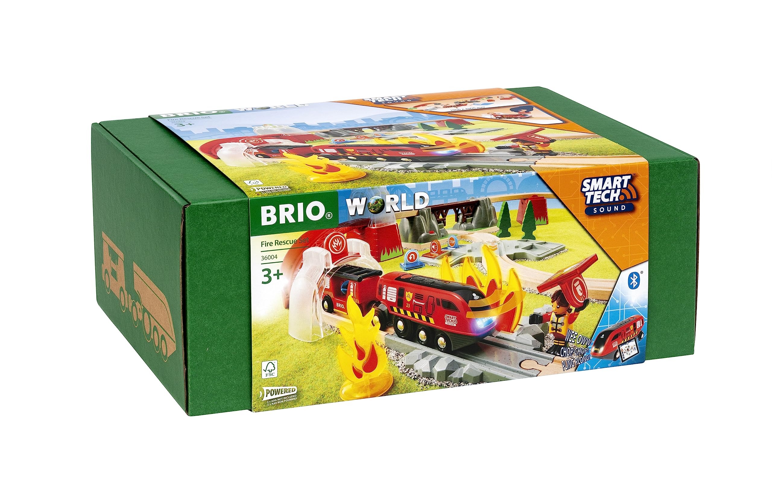 BRIO World – Set soccorso antincendio Smart Tech Sound 36004 | Set treno giocattolo alimentato a batteria da 41 pezzi. Adatto a bambini di età superiore a 3 anni