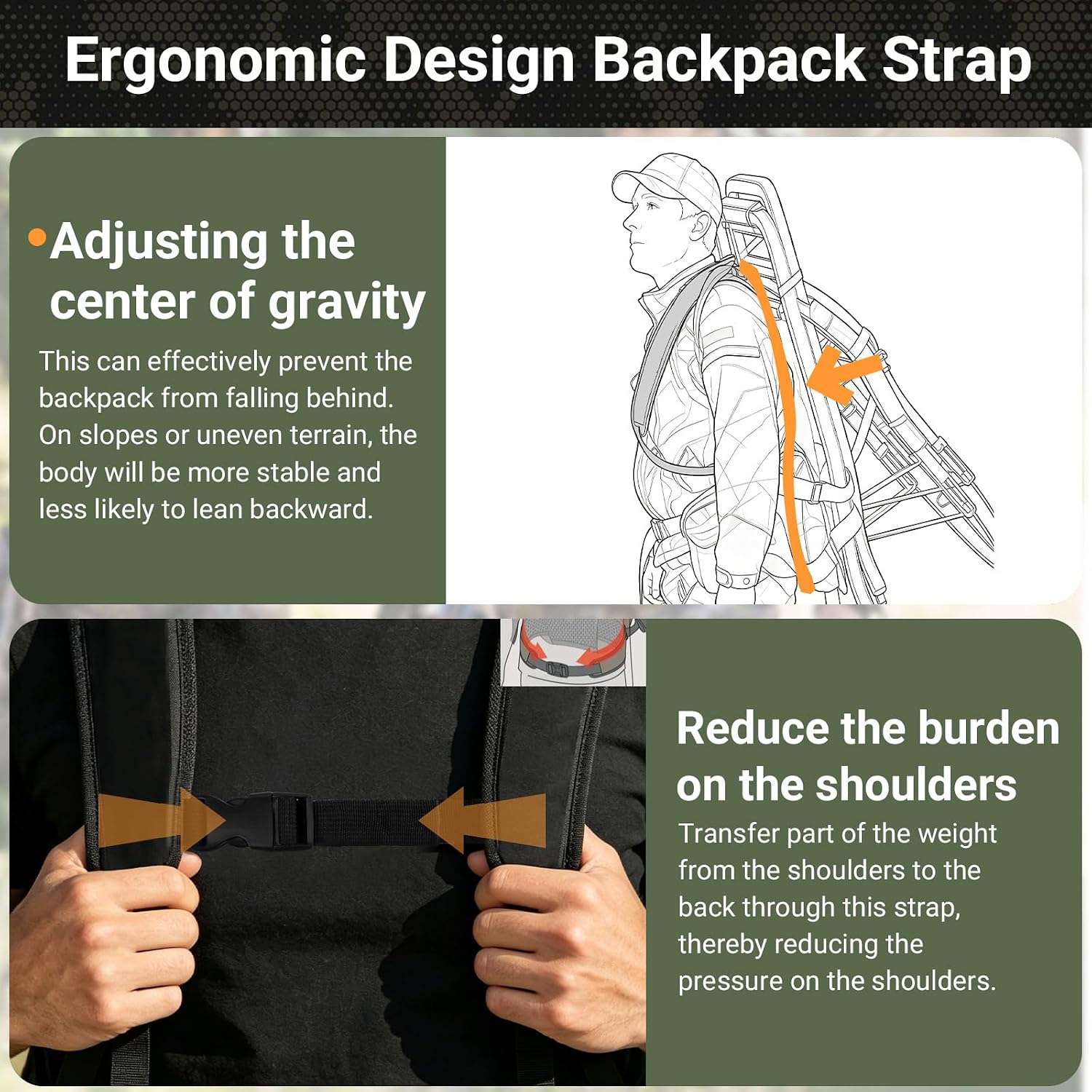 Treestand Backpack Strap for Climbing & Hunting Treestand Transport System | Tree Climber Shoulder Straps for All Hang On Tree Stand, Adjustable Deer Stand Backpack Strap, Hunting Gear Accessories