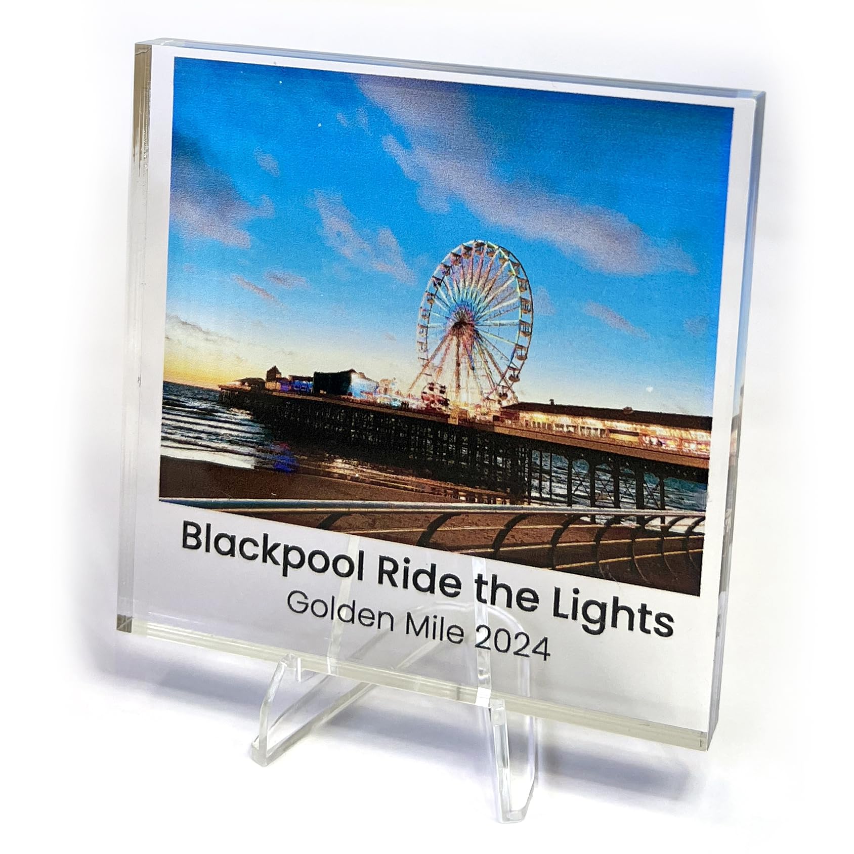 1 Personalised Customised Photo Text Upload Portrait Acrylic Photo Frame Block With Stand Gift Present Christmas 100mm X 100mm PTS Personalised