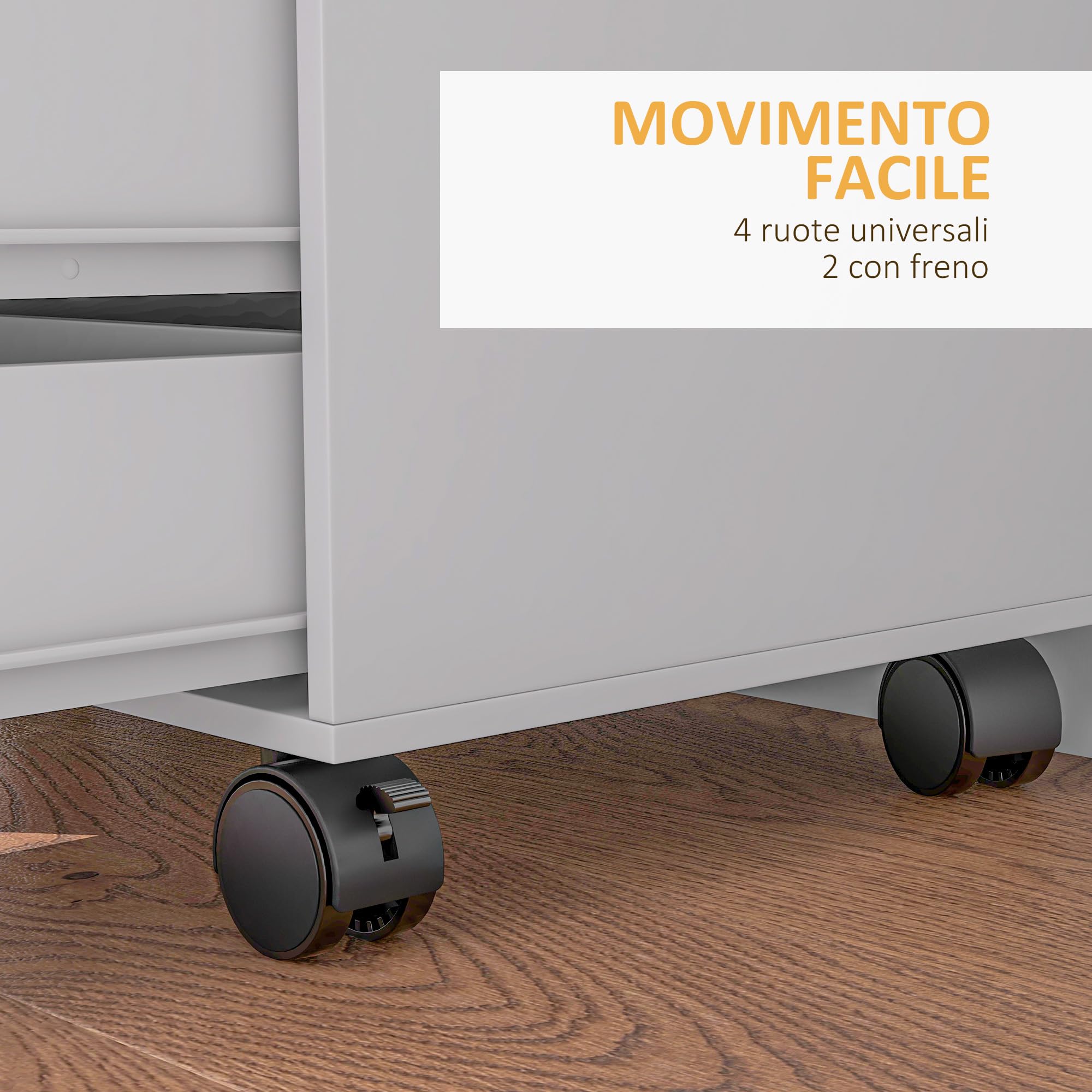 HOMCOM Armadietto per Documenti con 5 Cassetti, Armadio da Ufficio con Ripiano Regolabile, Mobiletto Multiuso Portaoggetti con Ruote, per Casa Ufficio, 78x40x66.5 cm, Bianco