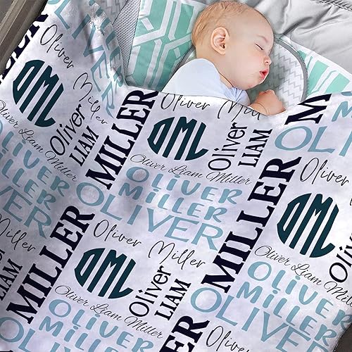 Miniatura 7 de Manta de bebé personalizada para niñas con nombre, mantas de forro polar súper suave con flores y elefantes, manta personalizada para cama de bebé
