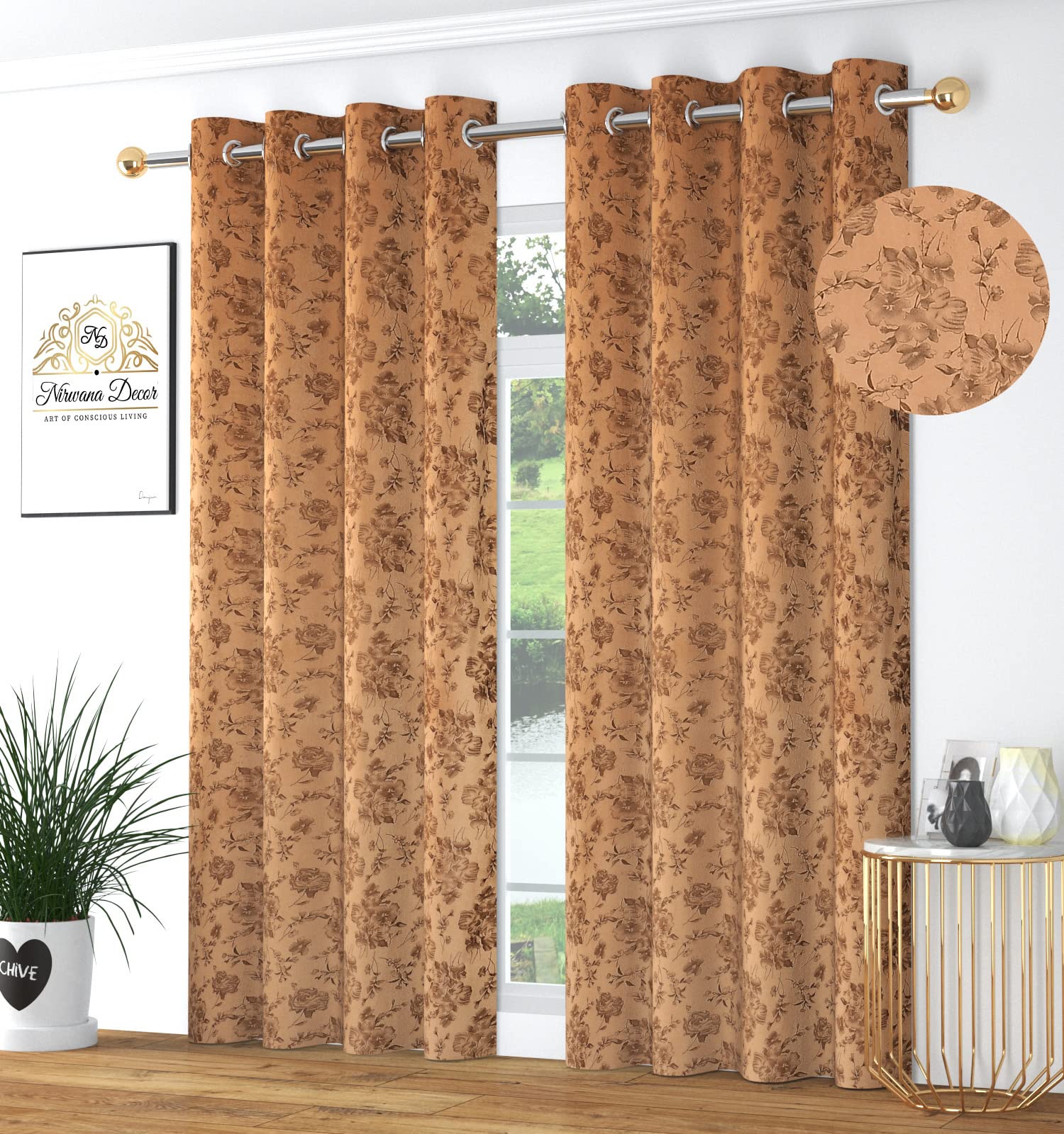 See full amazon price history chart for Nirwana decor® Haven Floral Velvet Curtains for Home/Living Room with Tie Backs/Loops (Camel, Floral,5 feet (2 pc) Nirwana decor® Haven Floral Velvet Curtains for Home/Living Room with Tie Backs/Loops (Camel, Floral,5 feet (2 pc) (B0BX3PGCGB) Amazon Price History, Amazon Price Tracker