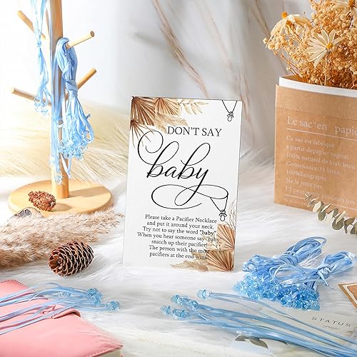 Miniatura 4 de 51 piezas de cartel de juego de Baby Shower Cool Baby Shower Game 50 Baby Shower Chupete Collar de madera Don't Say Baby Sign Plastic Baby Chupete