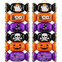 12 Pcs Halloween Candy Balloons, Large Balloon Garland, Orange Black Purple