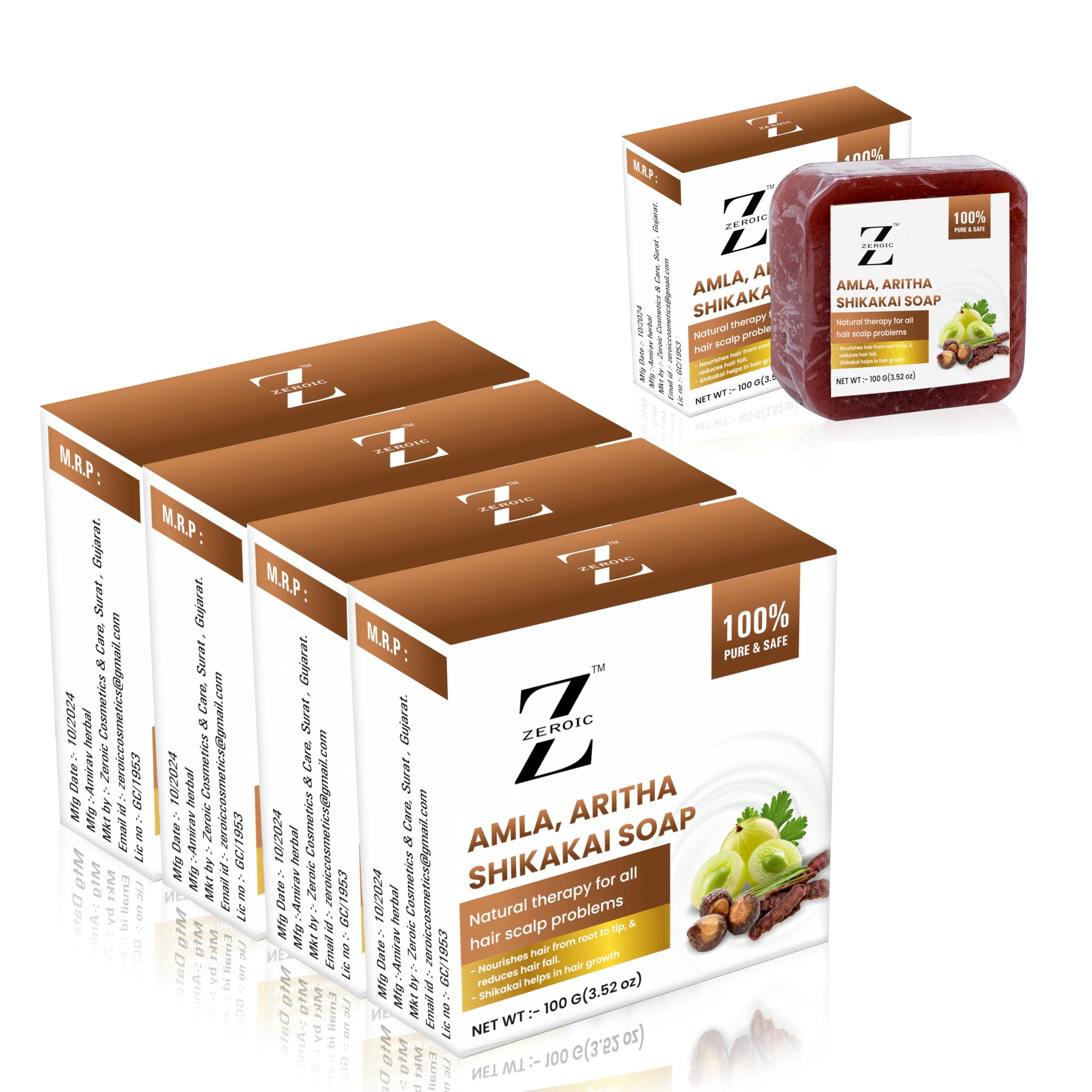 Zeroic Amla,Aritha & Shikakai(Shampoo) Soap 100% Natural For Hair Care Handmade Soaps | Intense Repair for Dry, Frizzy, Oily & Normal Hair for men and women | Paraben Free |100g (Pack of 4)-image-13