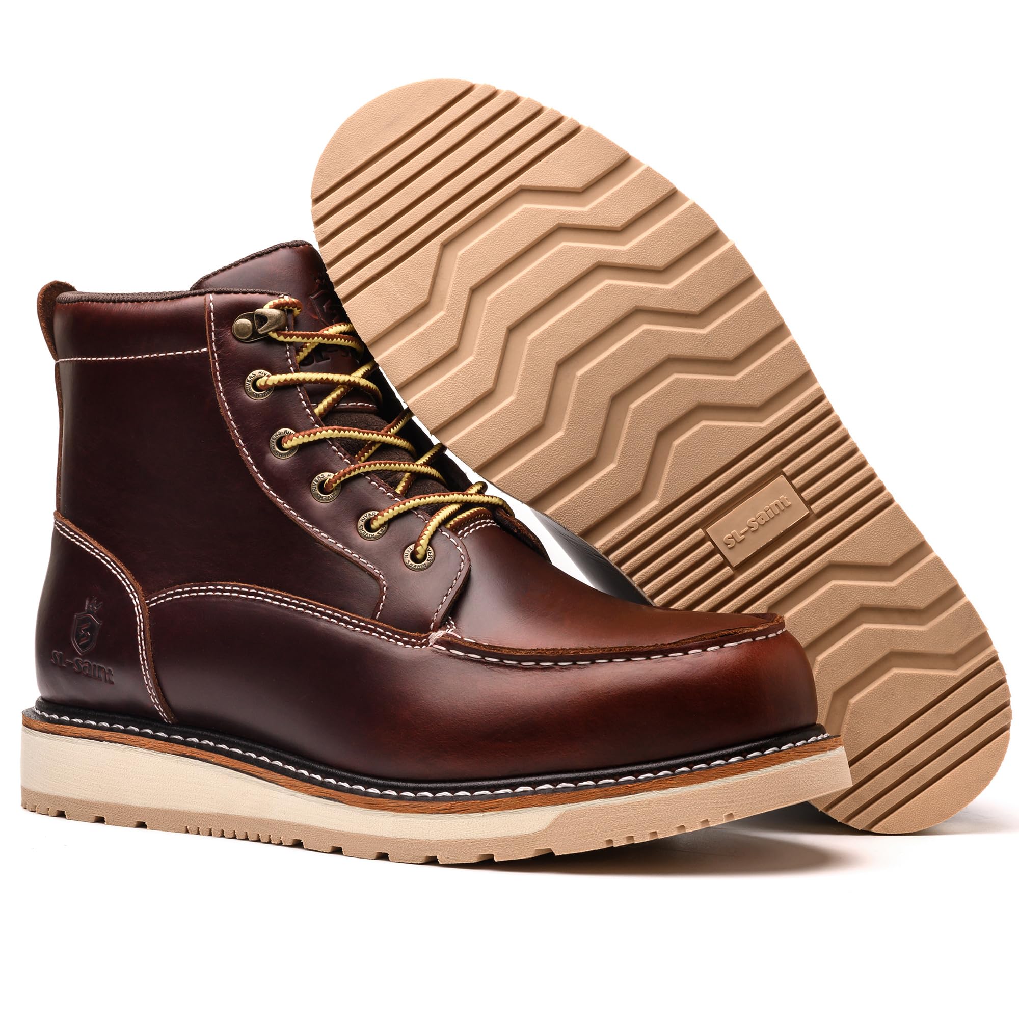 SL-Saint Stivali a mano con punta morbida e impermeabile Goodyear-welted 6'' Nero/Marrone