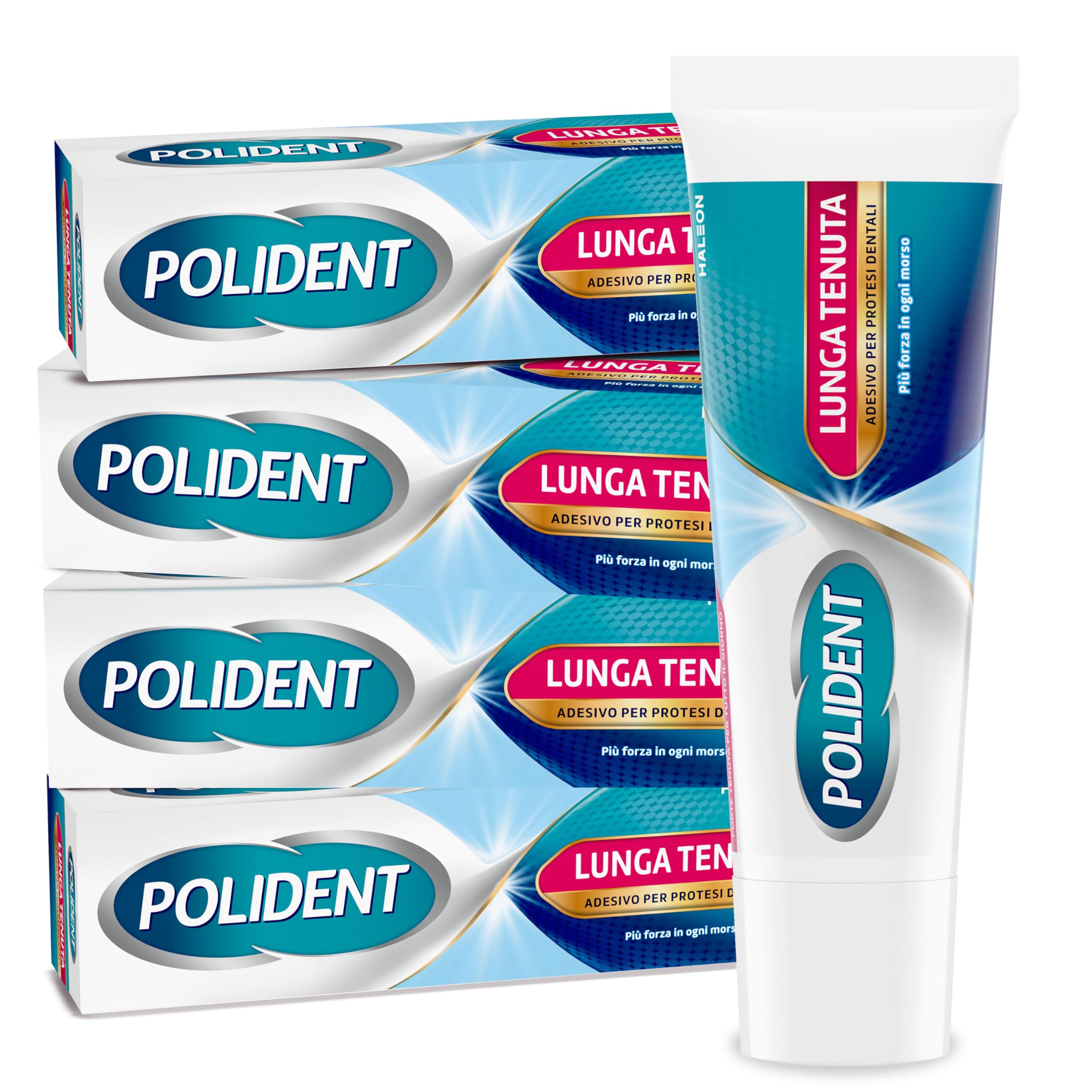 Polident Lunga Tenuta, Adesivo per Protesi Dentale, fino a 12 Ore di Tenuta Giornaliera, Gusto Menta Delicata, Pacco da 4x40 g