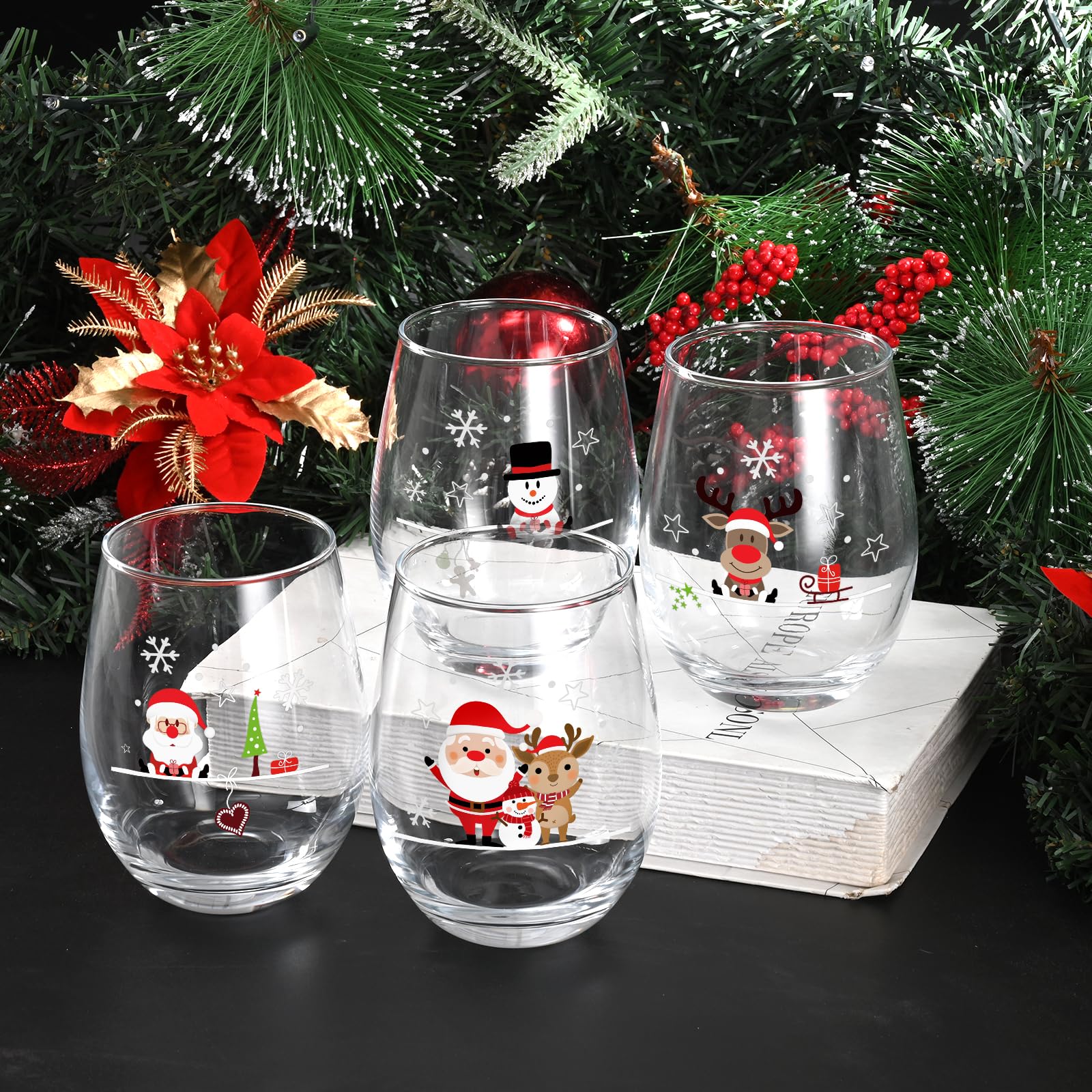 Party Glass Charms Magnetic Wine Glass Charms  Set Of 12 Holiday Markers  For Stemless Glasses, Cups & Mugs Holiday Wine Glass Markers