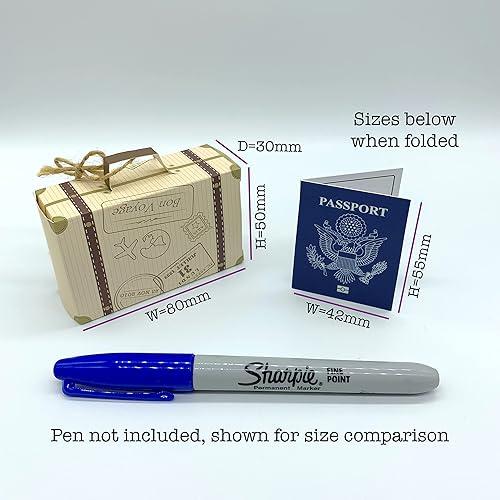 Miniatura 6 de DIY Surprise Mini Suitcase & Mini Gold foil Pretend USA Passport Reveal Gift bundle (DIY). Perfect for Valentines, vacations, birthday, family trips