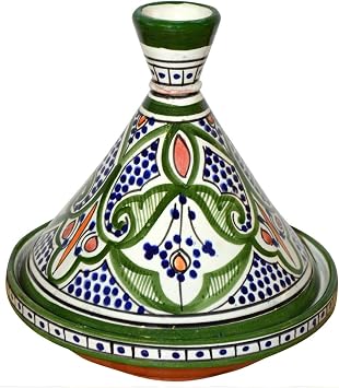 Moroccan Handmade Serving Tagine Exquisite Ceramic With Vivid colors Original 8 inches Across