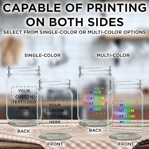 Miniatura 6 de DISCOUNT PROMOS Tarros de vidrio decorativos personalizados de 12 onzas, juego de 10, tarros de vidrio para avena durante la noche, dulces, frutas,