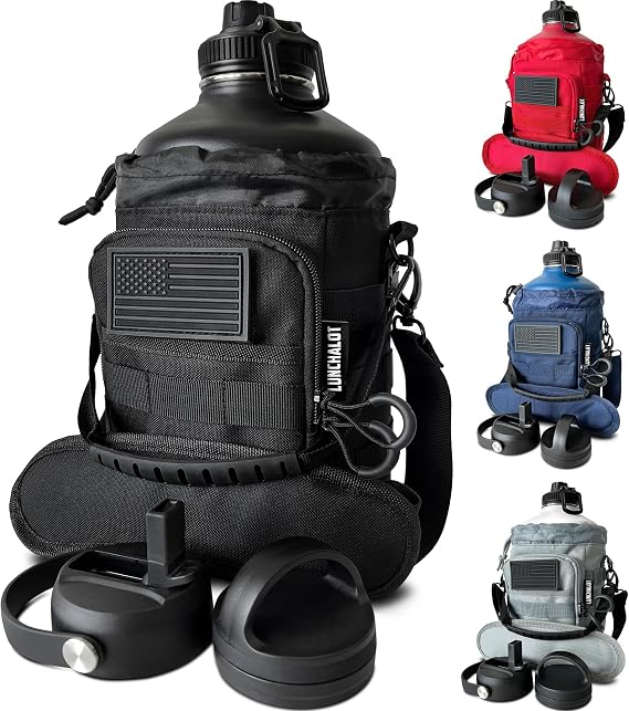 Black and Red 1 Gallon Insulated Water Bottle Bundle
