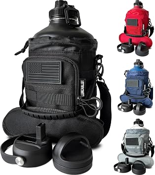 Black and Red 1 Gallon Insulated Water Bottle Bundle