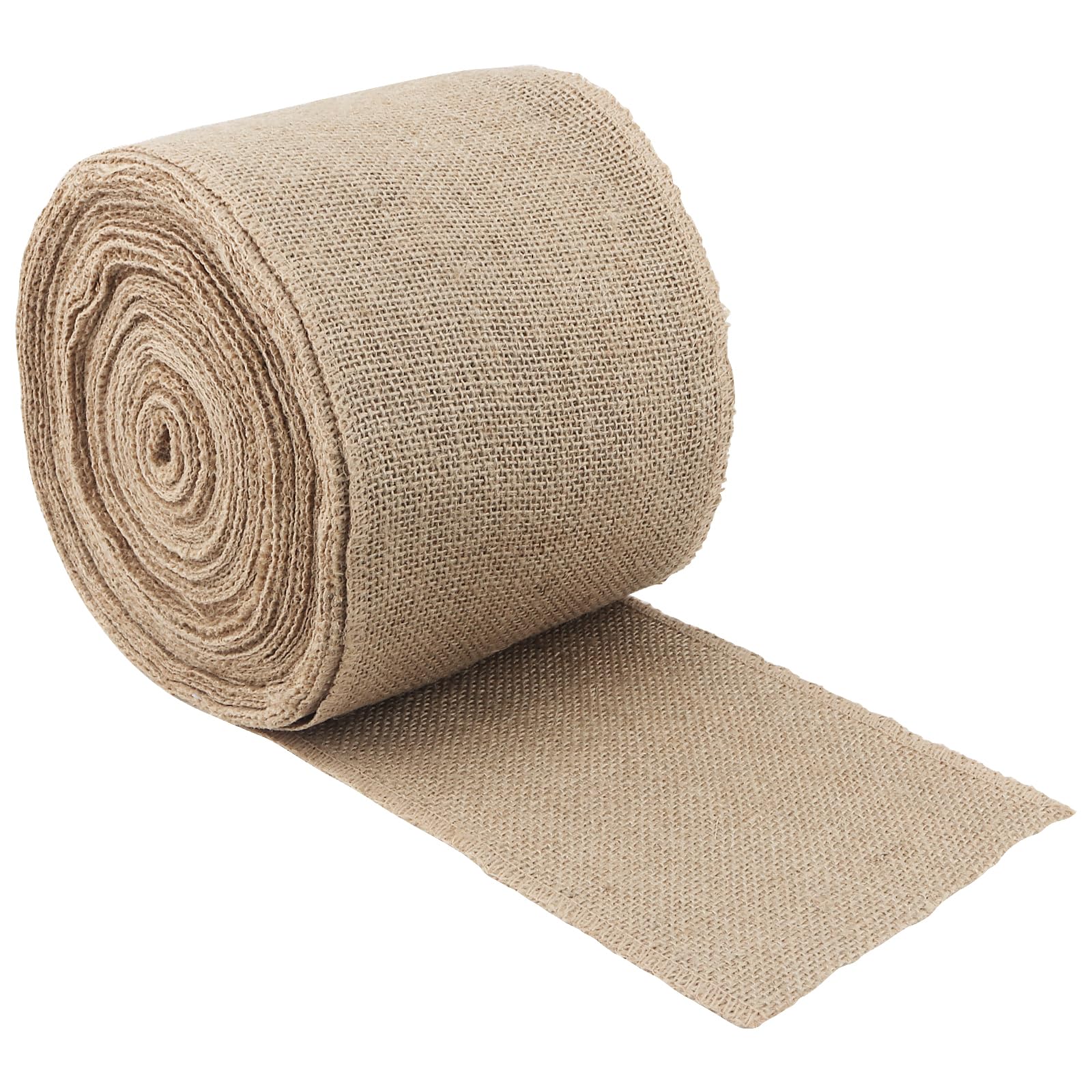 Zeonhak Brown 15Cm X 25M Jute Hessian Roll, Natural Hessian Fabric, Burlap Fabric Table Roll For Crafting Gift Decorating Wrapping
