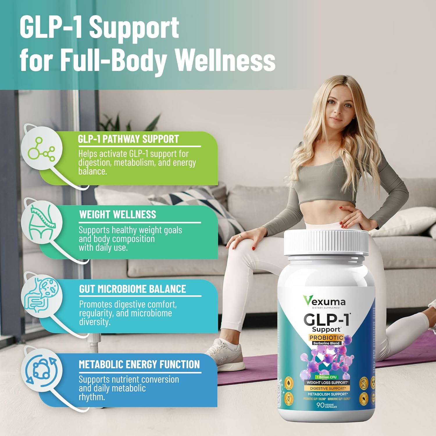 GLP-1 Support Probiotic Supplement for Weight Loss - Daily GLP1 Support for Women Men to Support Metabolism Healthy Gut & Boost Fat Burn - Natural Oral GLP-1 Support with Berberine HCl - Image 2