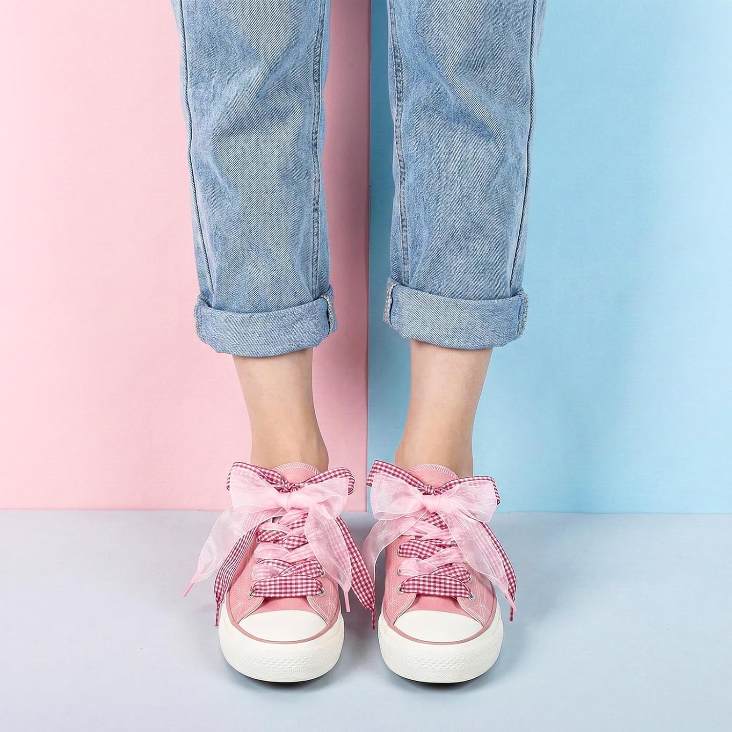 JATEBI 4 Pairs Shoe Laces for Sneakers, Fashion Soft Satin Ribbon Shoelaces Set, Cute Wide Casual Shoestring for Women Girls - Image 7