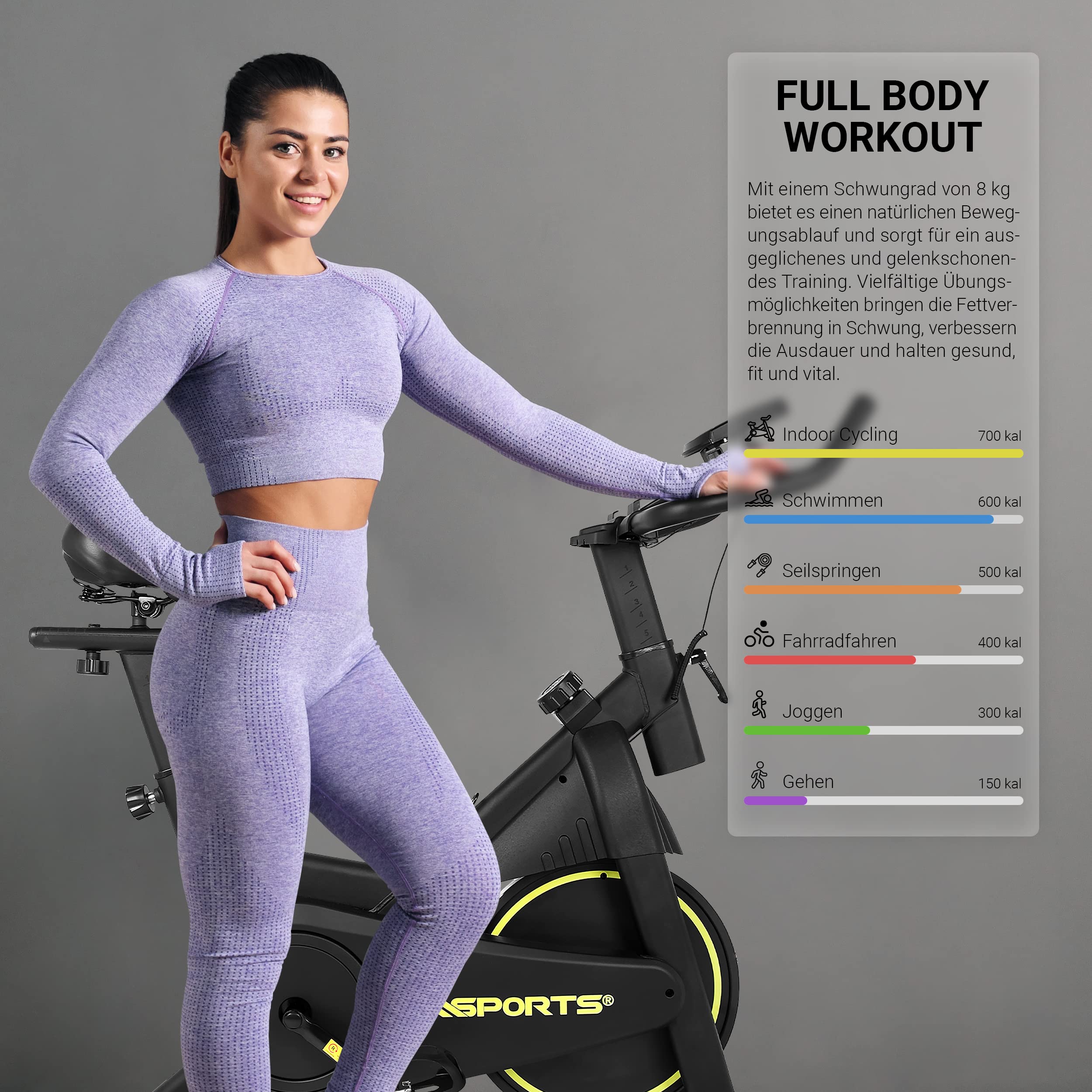 Cycling Bike Premium Black Series | Speed Bike 8 kg Volano con resistenza magnetica | Ergometro - Cyclette con app Bluetooth | Fitness Cyclette