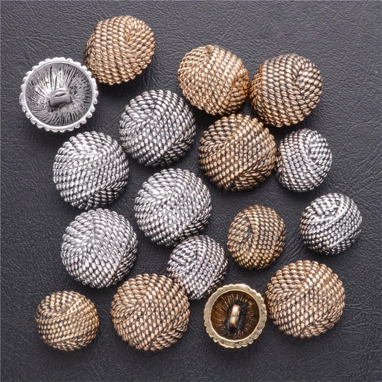 Botones 5/10 botones redondos de metal tejido for ropa, accesorios costura, camisas vaqueras hechas a mano, abrigos, decoración, manualidades y bordado para bricolaje(1.9cm,5pcs Gold)