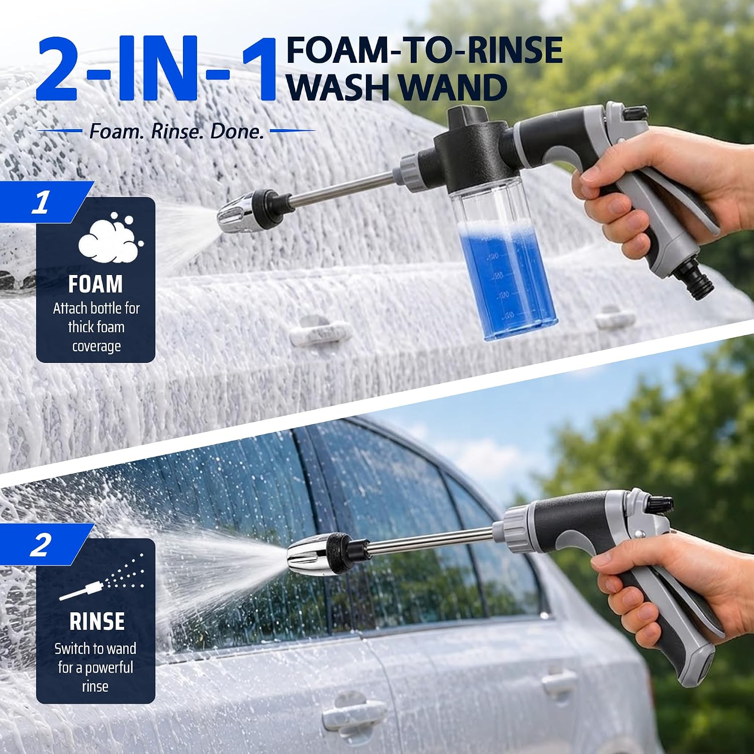 2026 Portable High Pressure Hose Nozzle with Foam Cannon (Grey)